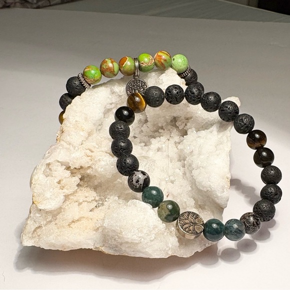 Elegant Beaded Bracelet Set with Tree Charms, great to share with a friend! - Picture 3 of 7